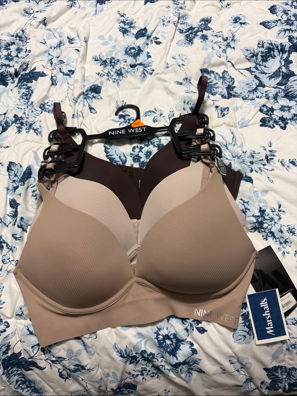 Nine West Seamless Padded Bralettes in Nude and Chocolate